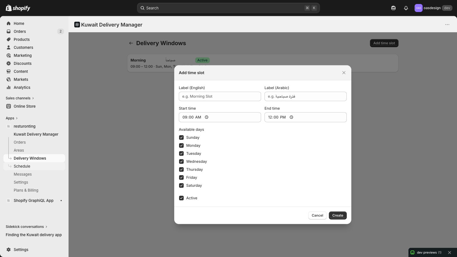 02 / Slot — Date and time window after the area is chosen.